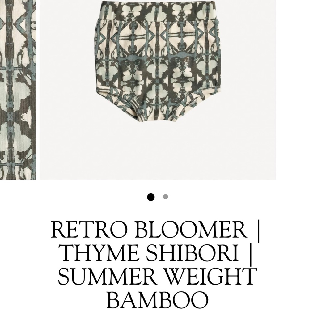 Kate Quinn retro bloomer lightweight bamboo thyme shibori blue green cream